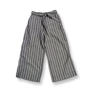Joie Striped Cropped Wide Leg Pants | Navy & White | Tie Waist | Size S